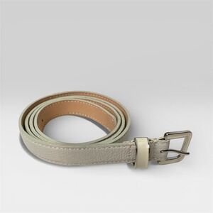 Talbots Womens Genuine Leather Belt Light Beige Silver Buckle Cottagecore Size M